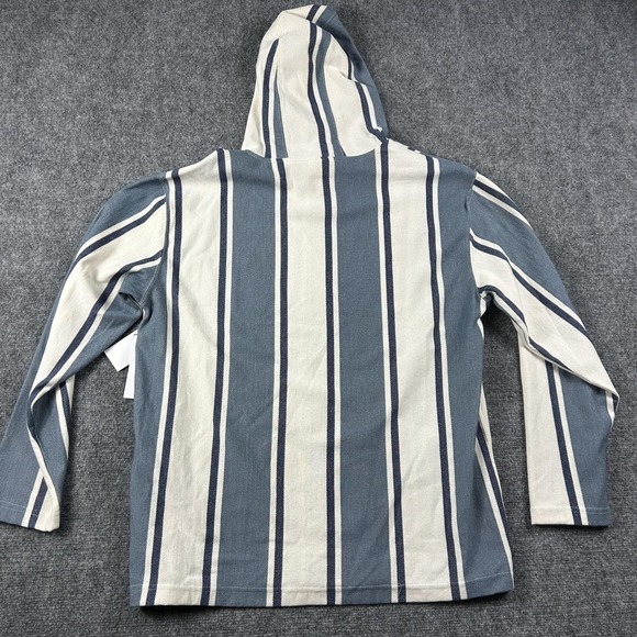 Hurley Hoodie Mens Large Blue Stripe Baja Poncho Twill Pullover Kangaroo Pocket - Picture 5 of 7